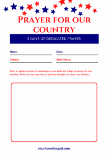 Prayer Jounral Patriotic Unruled Page | Prayer Challenge | Your Home For God