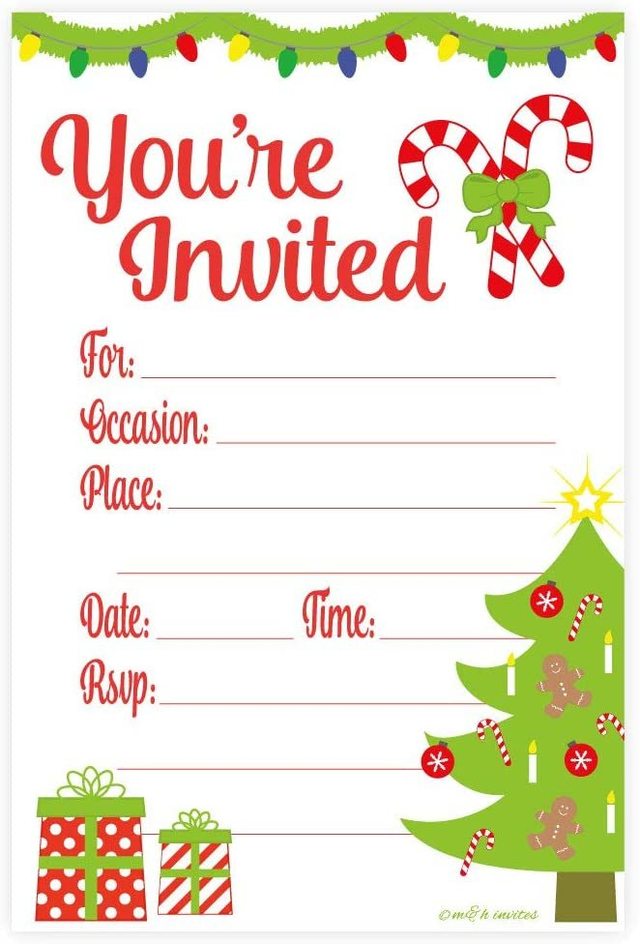 Christmas Invitations with Envelopes from Amazon